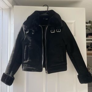 Faux fur biker jacket